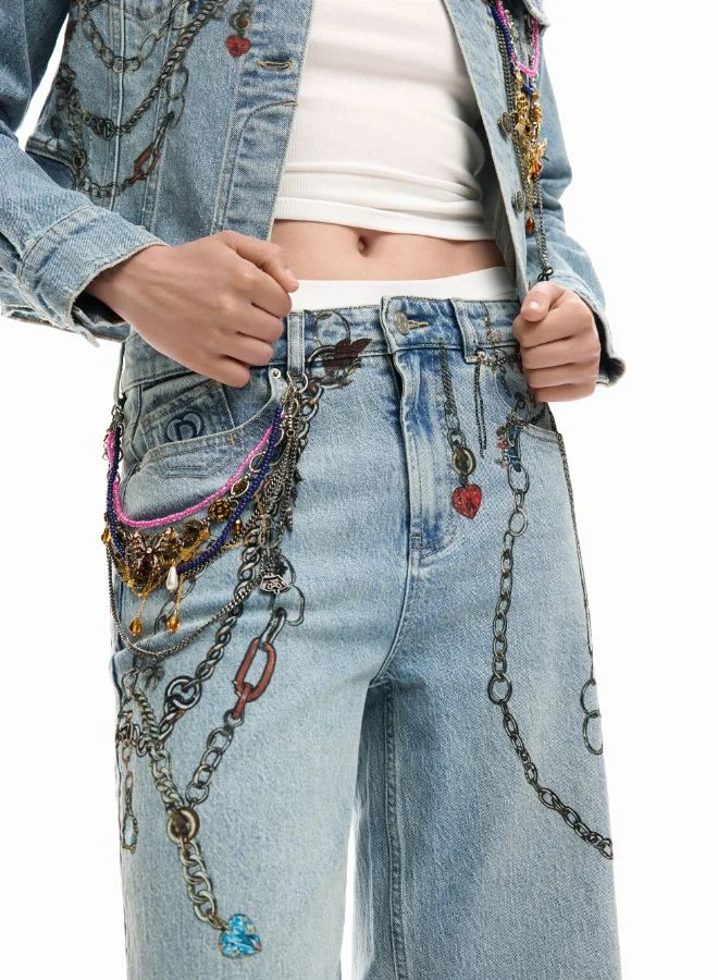 DESIGUAL Blue Jeans trousers chains for Women | Best Price UAE